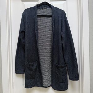 ZARA MAN LONG SLEEVE OPEN FRONT KNOT CARDIGAN SWEATER POCKETS NAVY MEDIUM